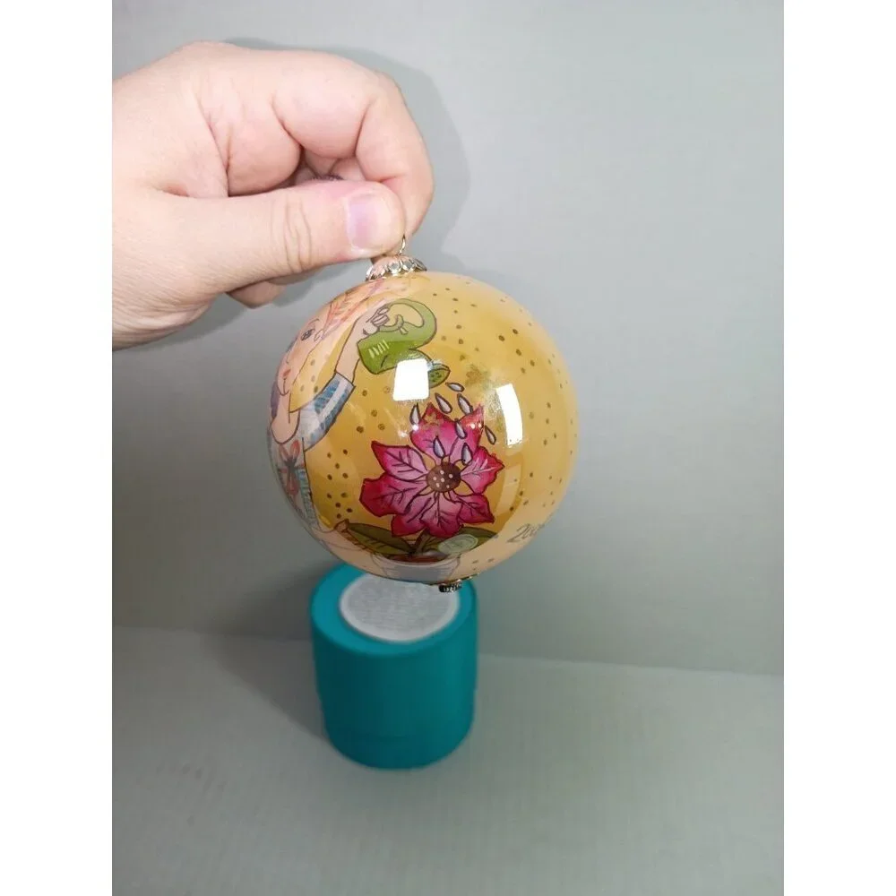 2006 PIER 1 Li Bien ANGEL Glass Ball Christmas Ornament Reverse Painted